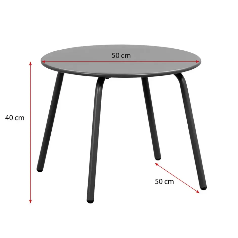 Bijzettafel Montreal - antraciet/metaal - Ø50 cm