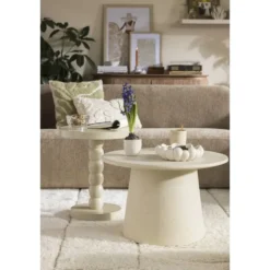 Bijzettafel Thibaut - beige - 38xØ60 cm