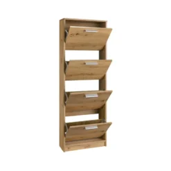 Bill - Schoenenkast met 4 kleppen in eiken effect