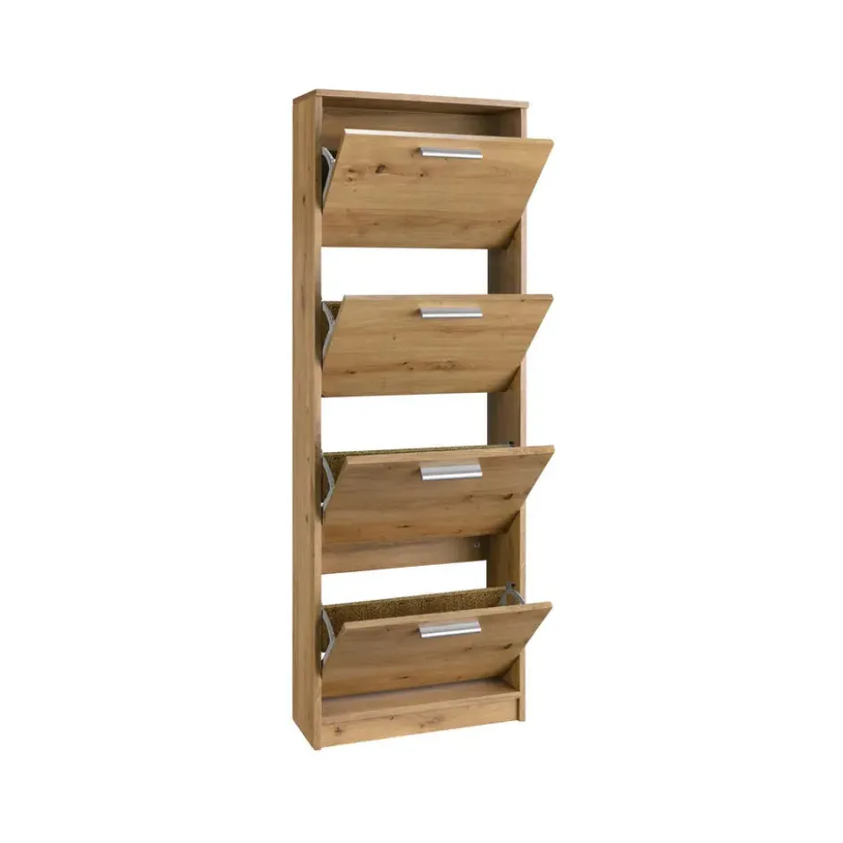 Bill - Schoenenkast met 4 kleppen in eiken effect