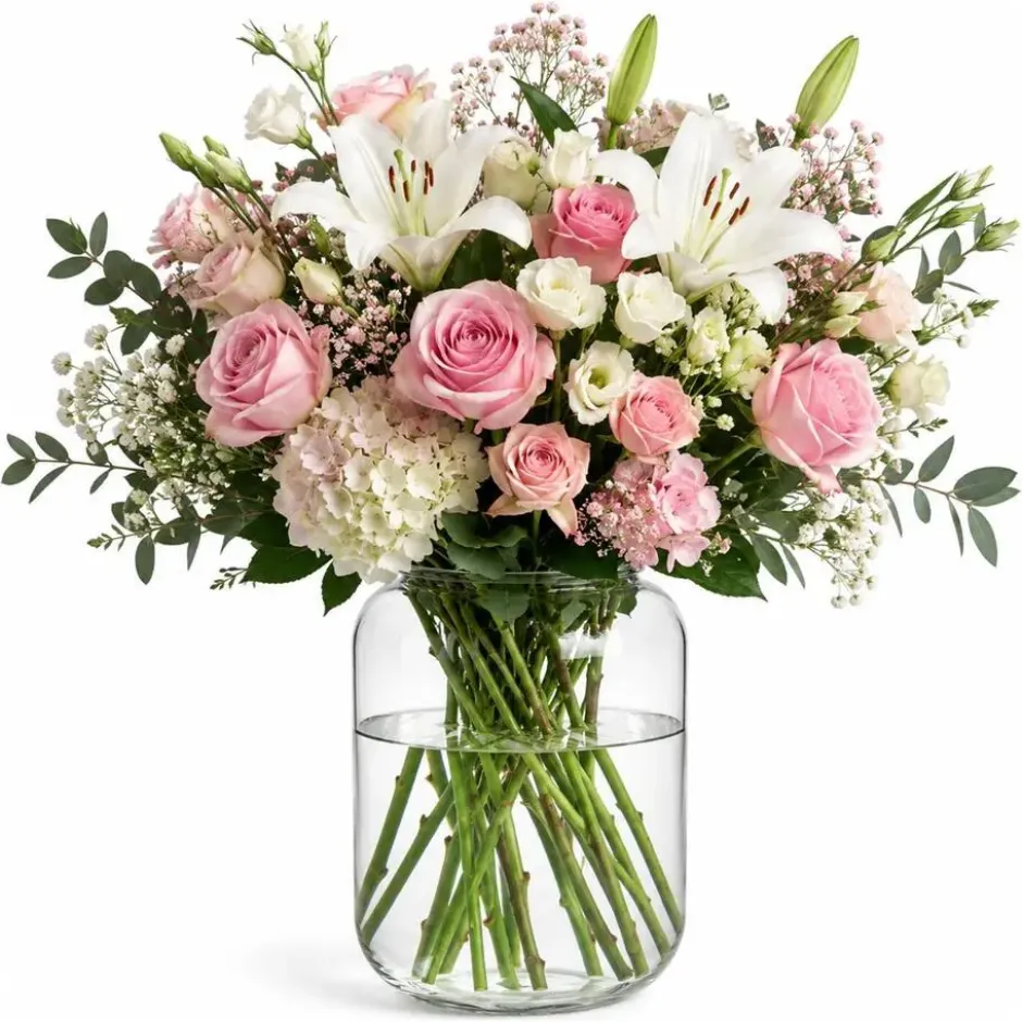 Bloemenvaas Billie - transparant glas - D23 x H30 cm - decoratieve vaas