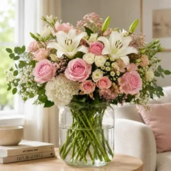Bloemenvaas Billie - transparant glas - D23 x H30 cm - decoratieve vaas