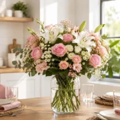 Bloemenvaas Billie - transparant glas - D23 x H30 cm - decoratieve vaas