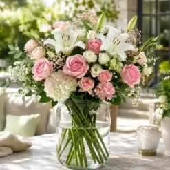 Bloemenvaas Billie - transparant glas - D23 x H30 cm - decoratieve vaas