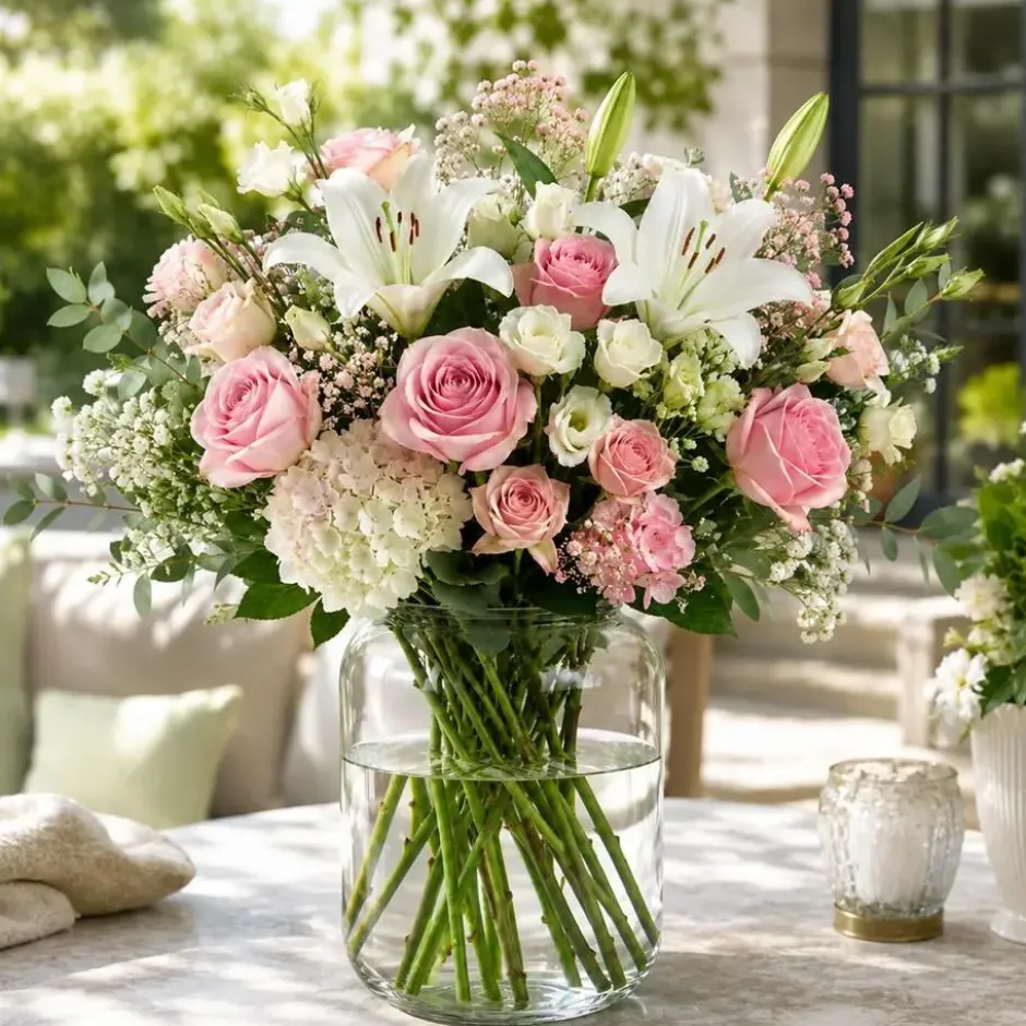 Bloemenvaas Billie - transparant glas - D23 x H30 cm - decoratieve vaas