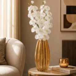 Bloemenvaas Callas - sier glas - 12 x 30 cm - transparant geel