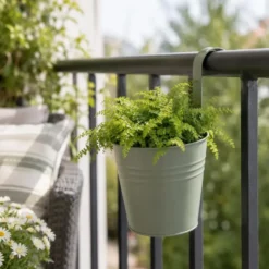 Bloempotje met haak - plantenbak zink met ophanghaak - wit