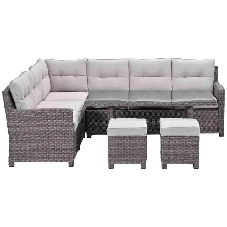 Blue Bird wicker lounge-dining set - links - grijs/ sand