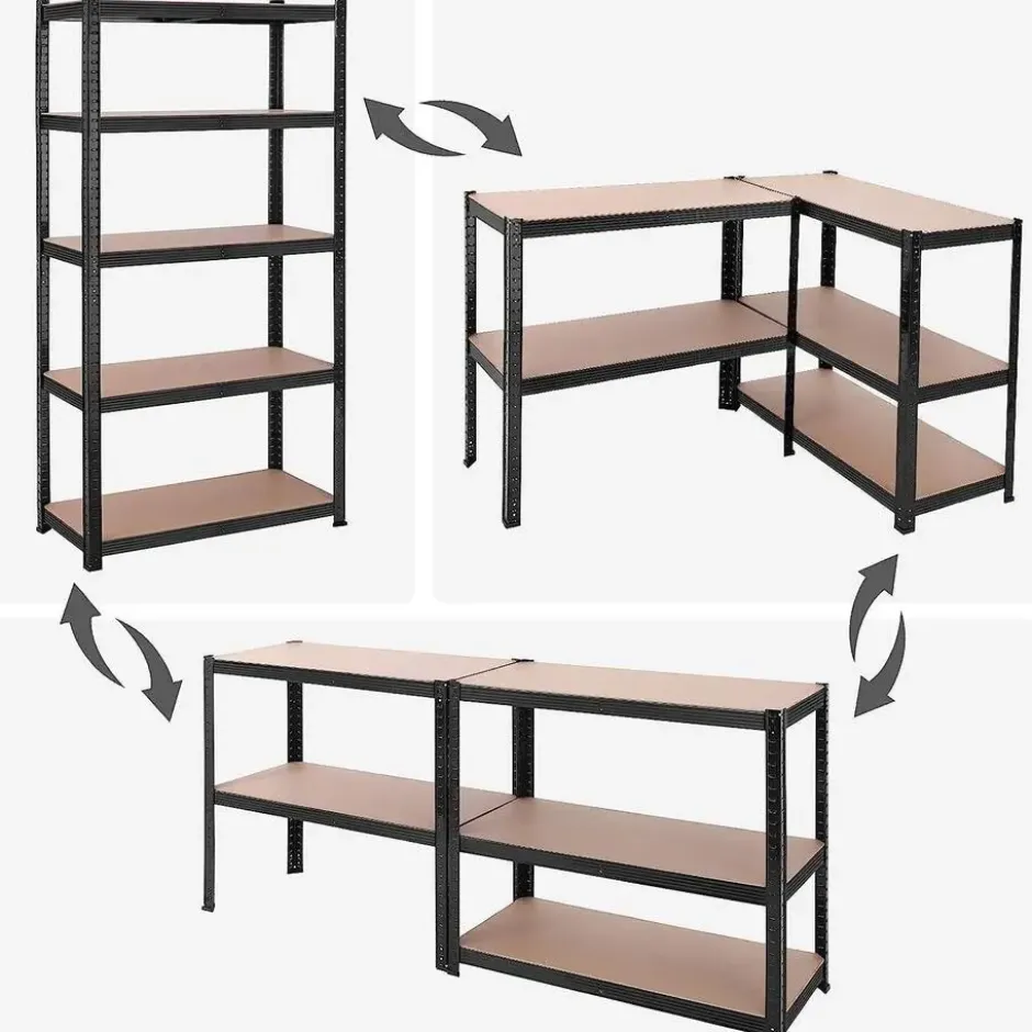 Bobbel Garden- Stellingkast - 5 planken - 180 x 90 x 40 cm - Zwart