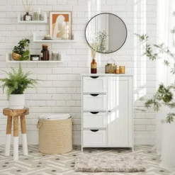 Bobbel Home - Badkamerkast - 4 laden - Houten - Wit