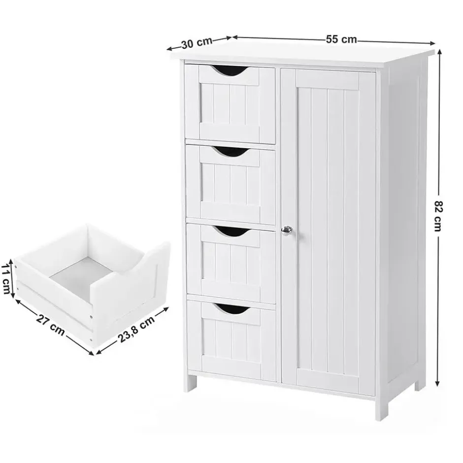 Bobbel Home Badkamerkast - 4 Lades - MDF - Wit