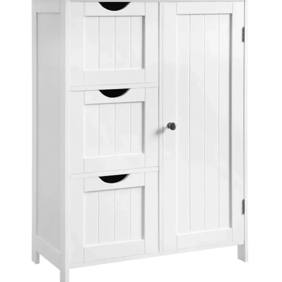 Bobbel Home - Badkamermeubel - Badkamerkast - 3 Lades - 1 Deur - Hout - Wit