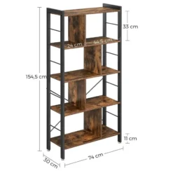 Bobbel Home - Boekenkast - 5 Planken - Hout - Bruin