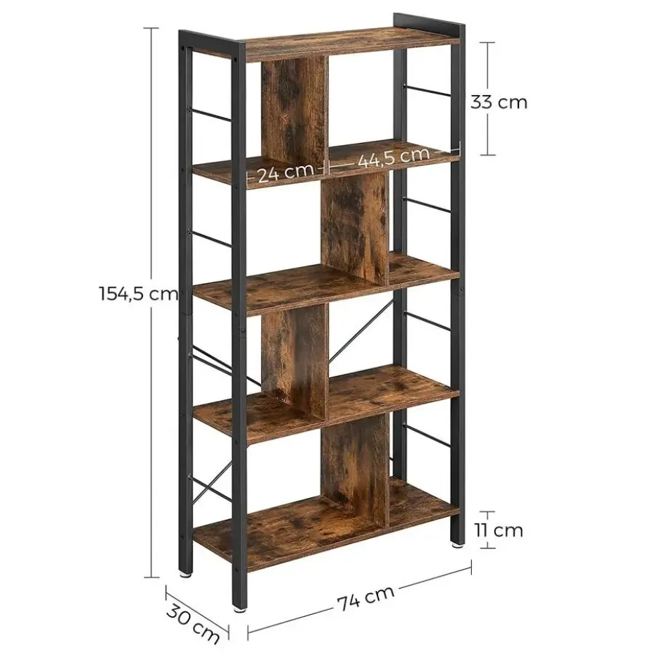 Bobbel Home - Boekenkast - 5 Planken - Hout - Bruin