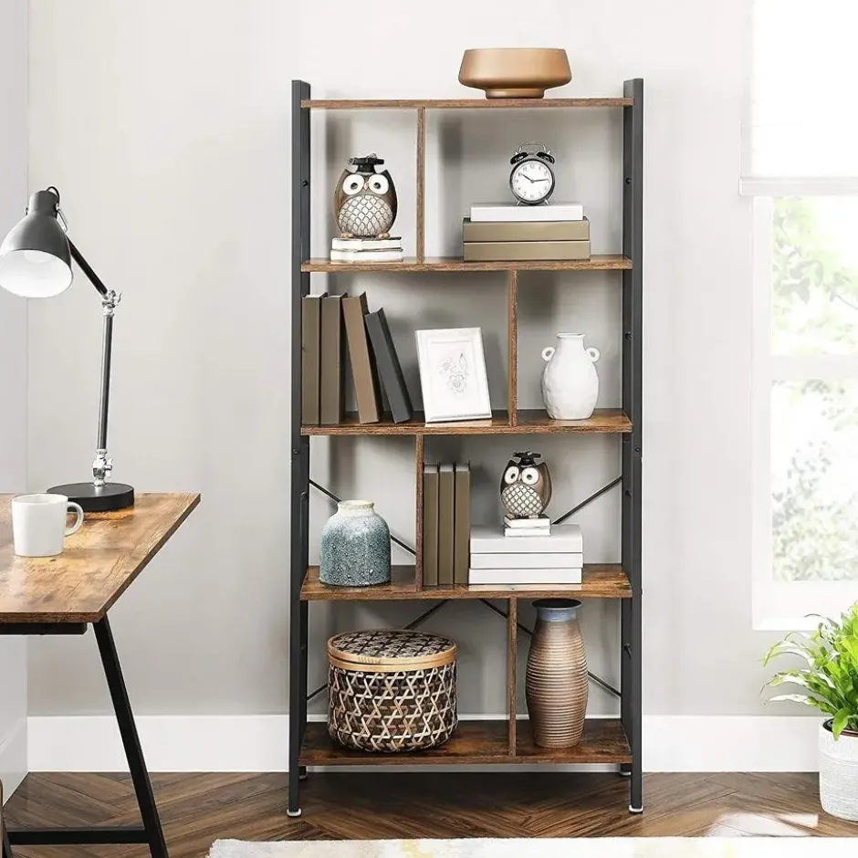Bobbel Home - Boekenkast - 5 Planken - Hout - Bruin