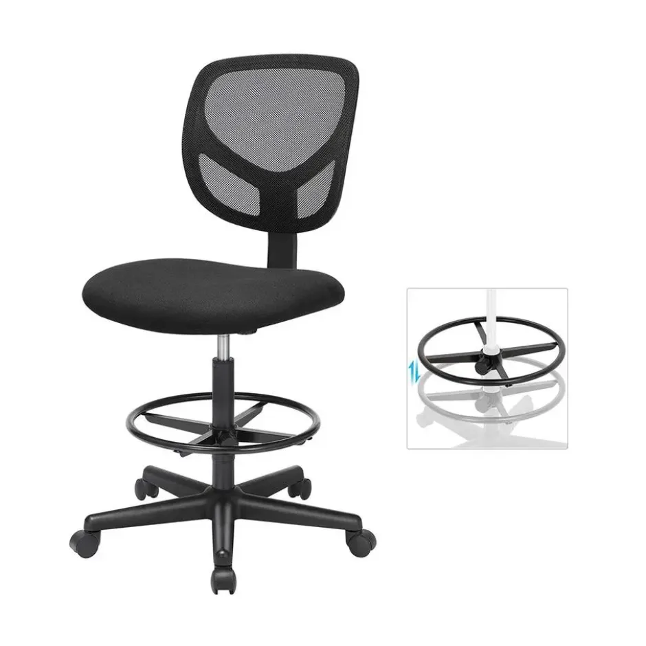 Bobbel Home - Ergonomische bureaustoel - Verstelbare voetsteun - Zwart
