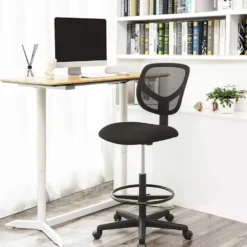 Bobbel Home - Ergonomische bureaustoel - Verstelbare voetsteun - Zwart