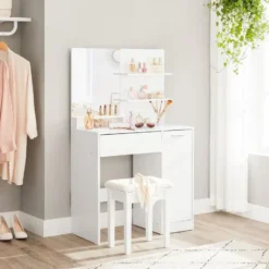 Bobbel Home Kaptafel Met LED Spiegel Stopcontact En Opbergruimte