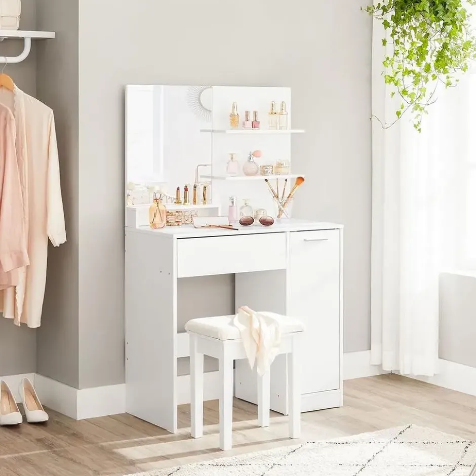Bobbel Home Kaptafel Met LED Spiegel Stopcontact En Opbergruimte