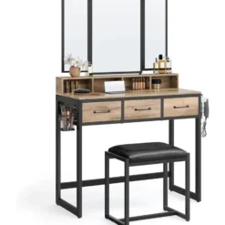 Bobbel Home Kaptafel Met Spiegel En Kruk Industrieel