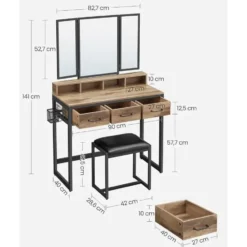 Bobbel Home Kaptafel Met Spiegel En Kruk Industrieel