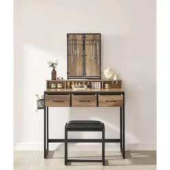 Bobbel Home Kaptafel Met Spiegel En Kruk Industrieel