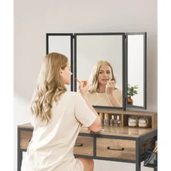 Bobbel Home Kaptafel Met Spiegel En Kruk Industrieel