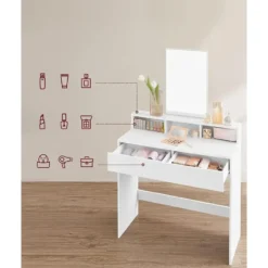 Bobbel Home - Kaptafel met spiegel 2 lades & 3 open vakken