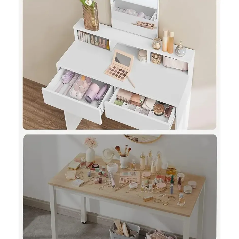 Bobbel Home - Kaptafel met spiegel 2 lades & 3 open vakken