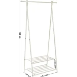 Bobbel Home kledingrek kapstok met 2 schoenplanken Wit