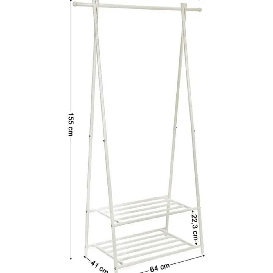 Bobbel Home kledingrek kapstok met 2 schoenplanken Wit