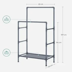 Bobbel Home Kledingrek Met Dubbele Kledingstang Zwart Metaal