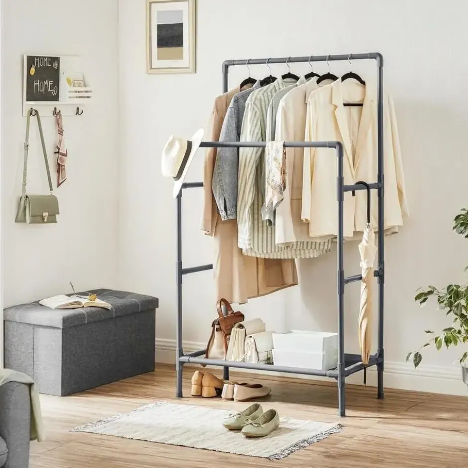 Bobbel Home Kledingrek Met Dubbele Kledingstang Zwart Metaal