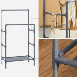 Bobbel Home Kledingrek Met Dubbele Kledingstang Zwart Metaal