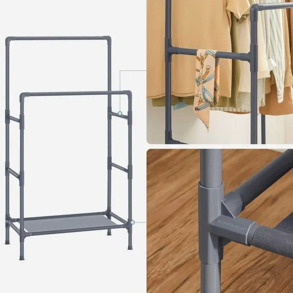 Bobbel Home Kledingrek Met Dubbele Kledingstang Zwart Metaal
