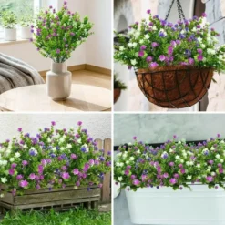 Bobbel Home Kunstbloemen - 6 bundels paars blauw wit