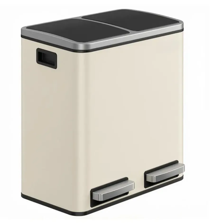Bobbel Home Prullenbak Afvalscheiding 30 Liter - Beige & Zwart