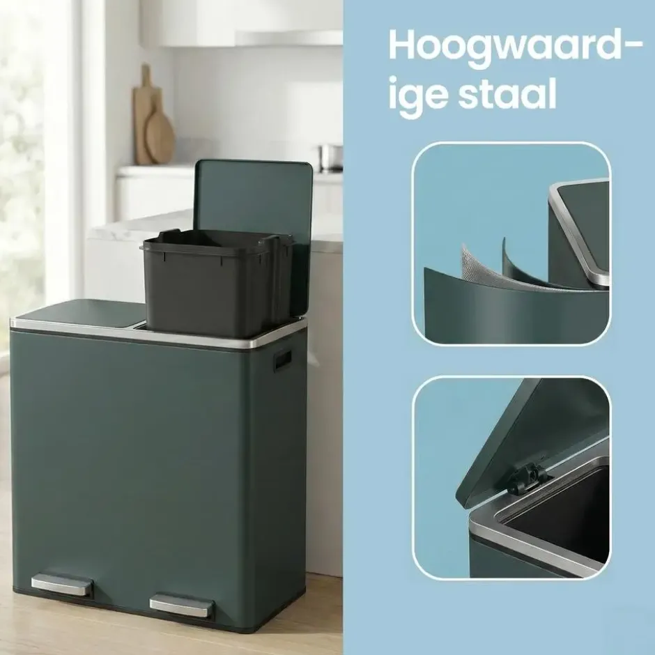 Bobbel Home Prullenbak Afvalscheiding 60 Liter - Rookgrijs
