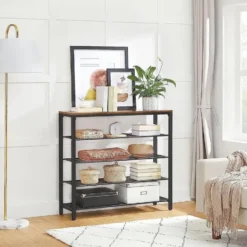 Bobbel Home - Schoenenrek - Metaal - Donkerbruin - 100x30x92,5 cm