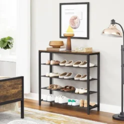 Bobbel Home - Schoenenrek - Metaal - Donkerbruin - 100x30x92,5 cm