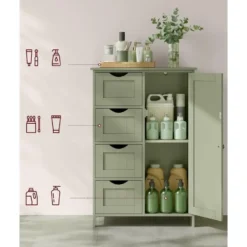 Bobbel Home Smalle Badkamerkast Met Laden En Deur Groen