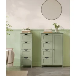 Bobbel Home Smalle Badkamerkast Met Laden En Deur Groen