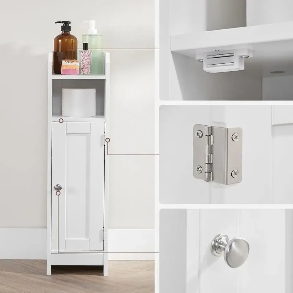 Bobbel Home Smalle Badkamerkast Met Deur En Verstelbare Planken 20 x 18 x 80 cm