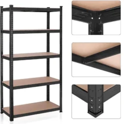 Bobbel Home - Stellingkast - 5 verstelbare planken - max 600kg - Zwart
