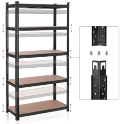 Bobbel Home - Stellingkast - 5 verstelbare planken - max 600kg - Zwart