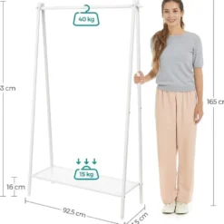 Bobbel Home Vrijstaand Kledingrek Met Stang En Plank Wit Metaal