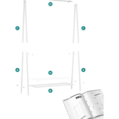 Bobbel Home Vrijstaand Kledingrek Met Stang En Plank Wit Metaal