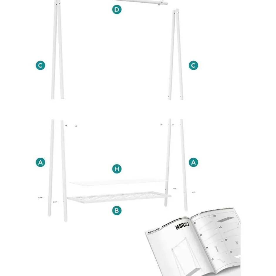 Bobbel Home Vrijstaand Kledingrek Met Stang En Plank Wit Metaal
