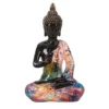 Boeddha beeld - kunststeen - zwart/kleurenmix - 16 x 26 cm