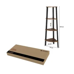 Boekenkast - hoekkast - 4 legplanken - 34x125x34 cm - vintage bruin